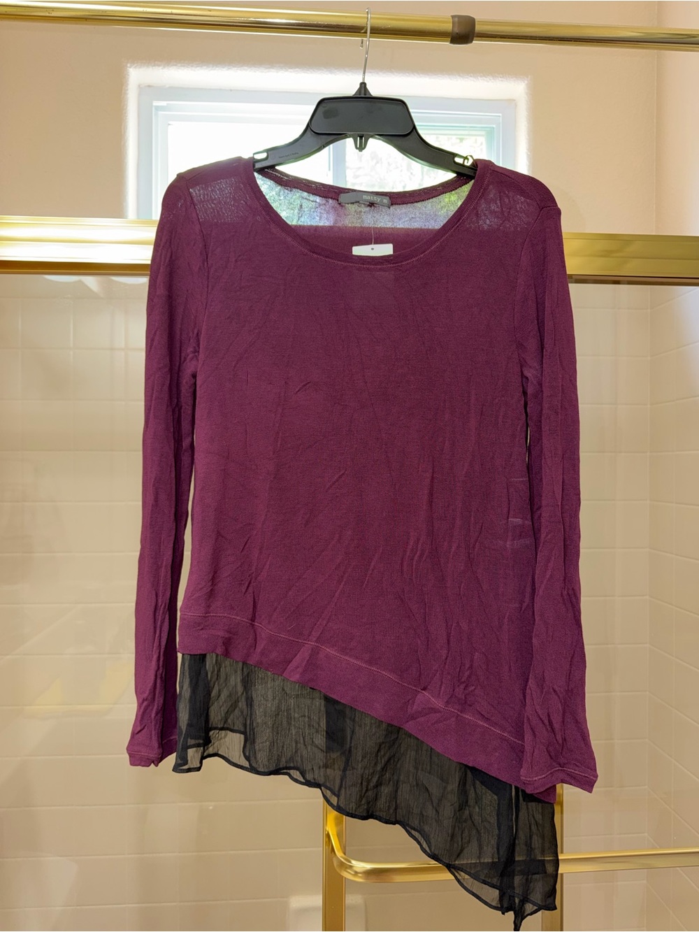 Matty m Plum Layered Asymmetric Long-Sleeve Top